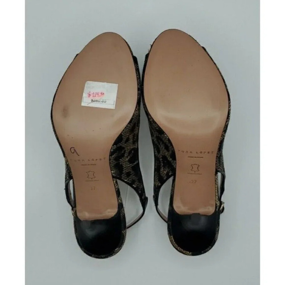 Pura Lopez Leopard Print Kitten Heel Sandals Size 37 EUR ( 7 US)  NWOB - Picture 11 of 11